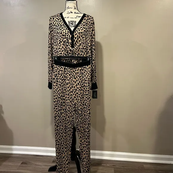 Kate Spade New York Leopard Cozy Jersey Knit Henley Pajama Set