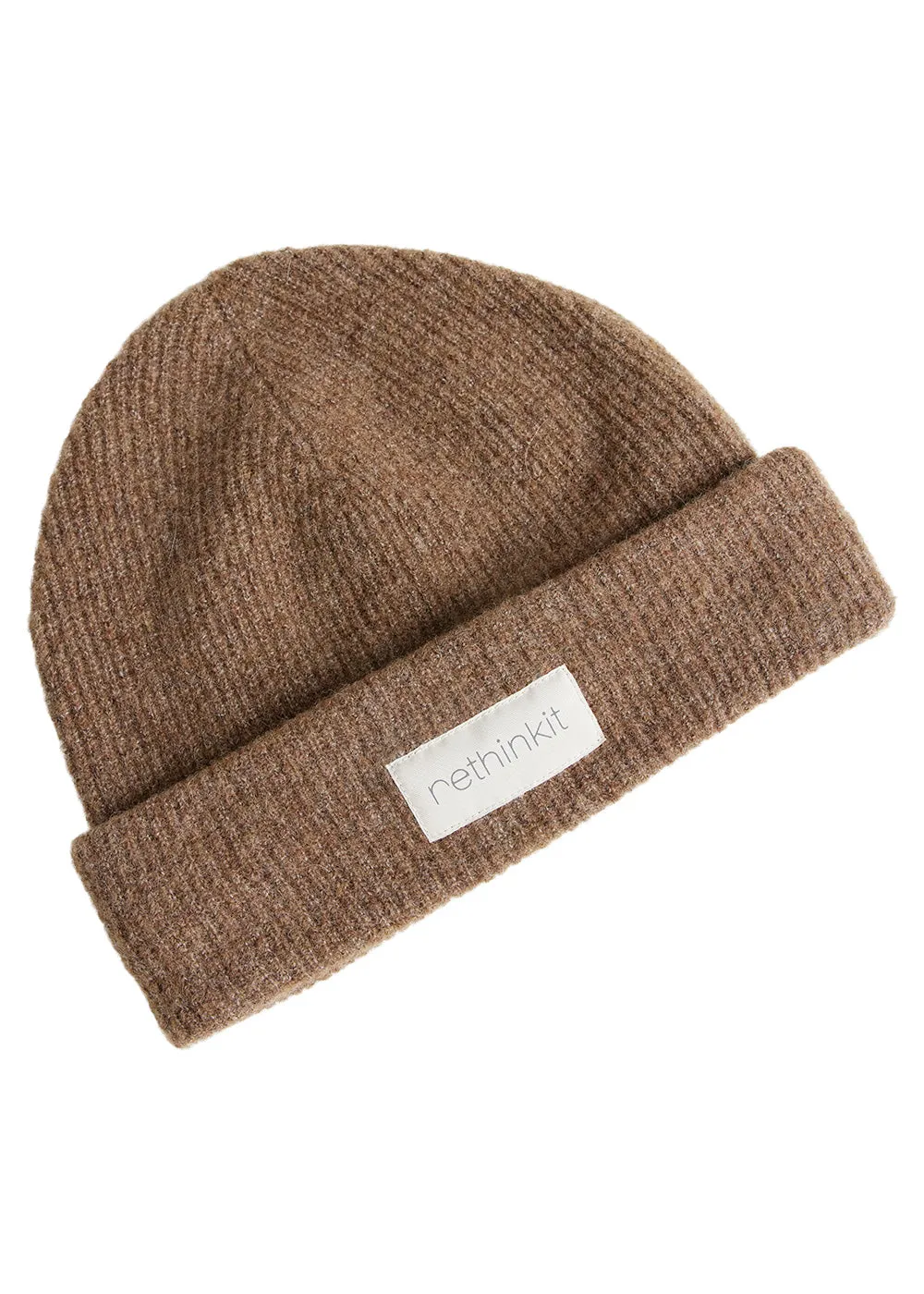 Knitted Wool Beanie SNUG - warm melange brown