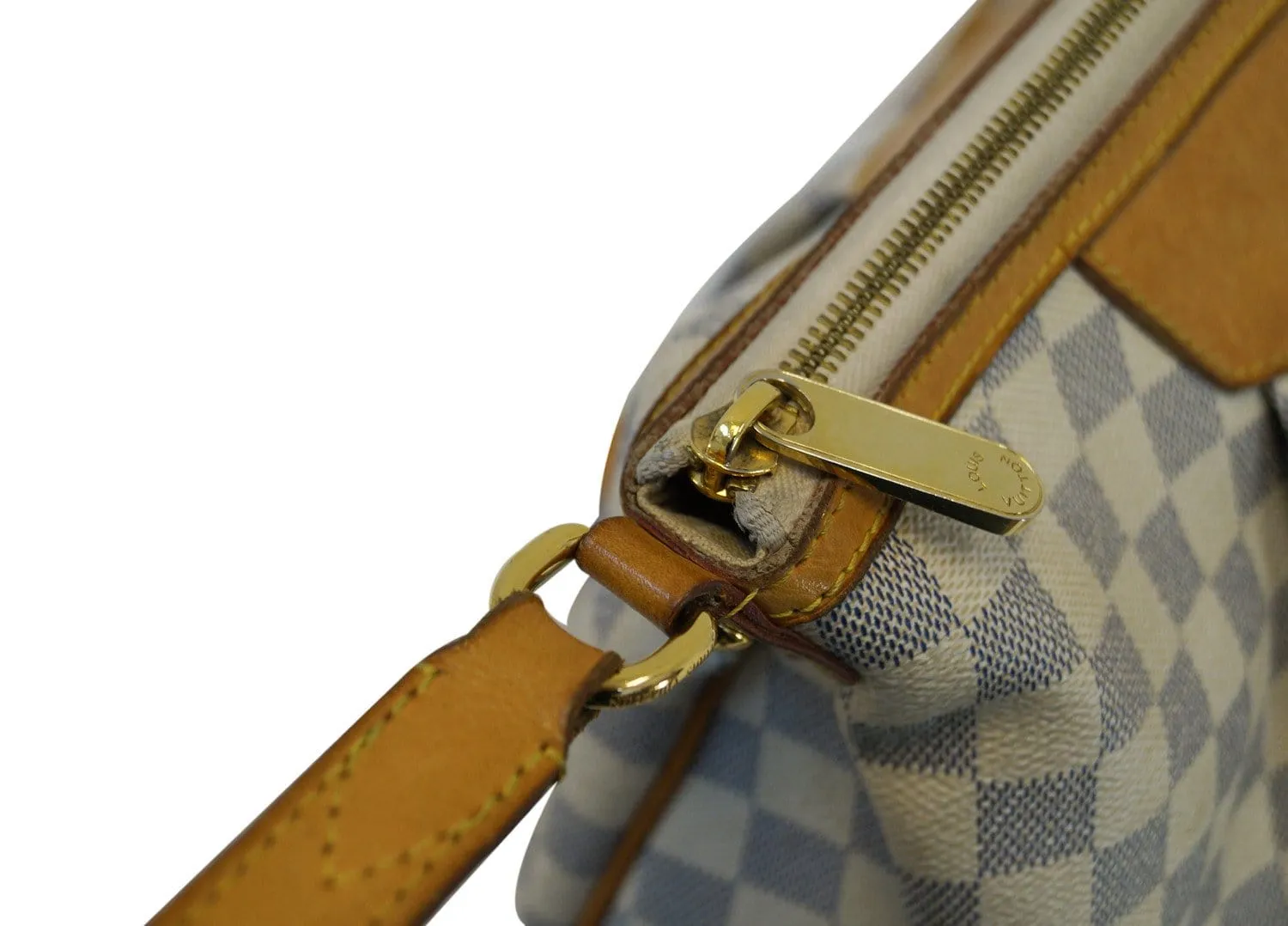 LOUIS VUITTON Damier Azur Siracusa MM White Shoulder Bag