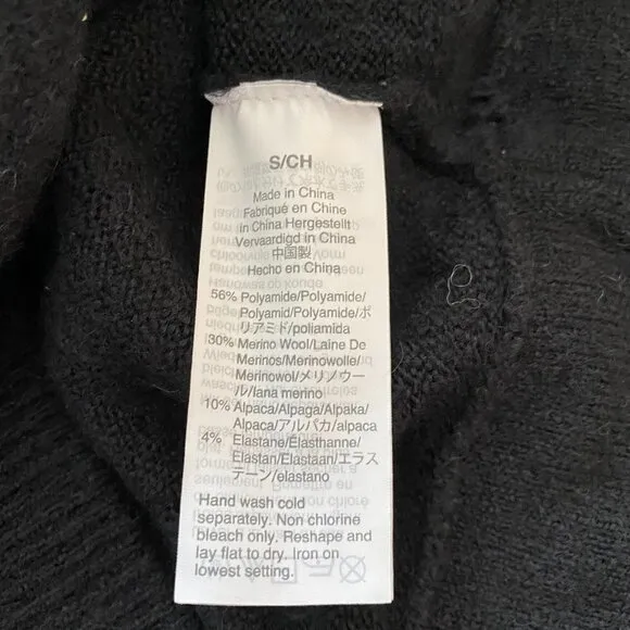 Madewell BNWT faux wrap front black cozy sweater