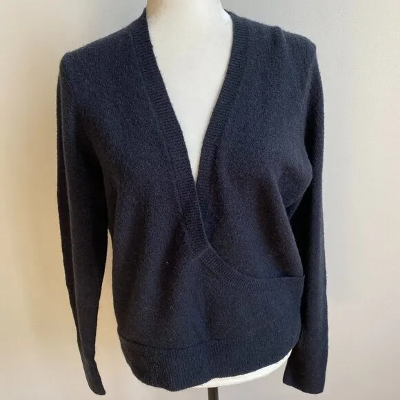 Madewell BNWT faux wrap front black cozy sweater