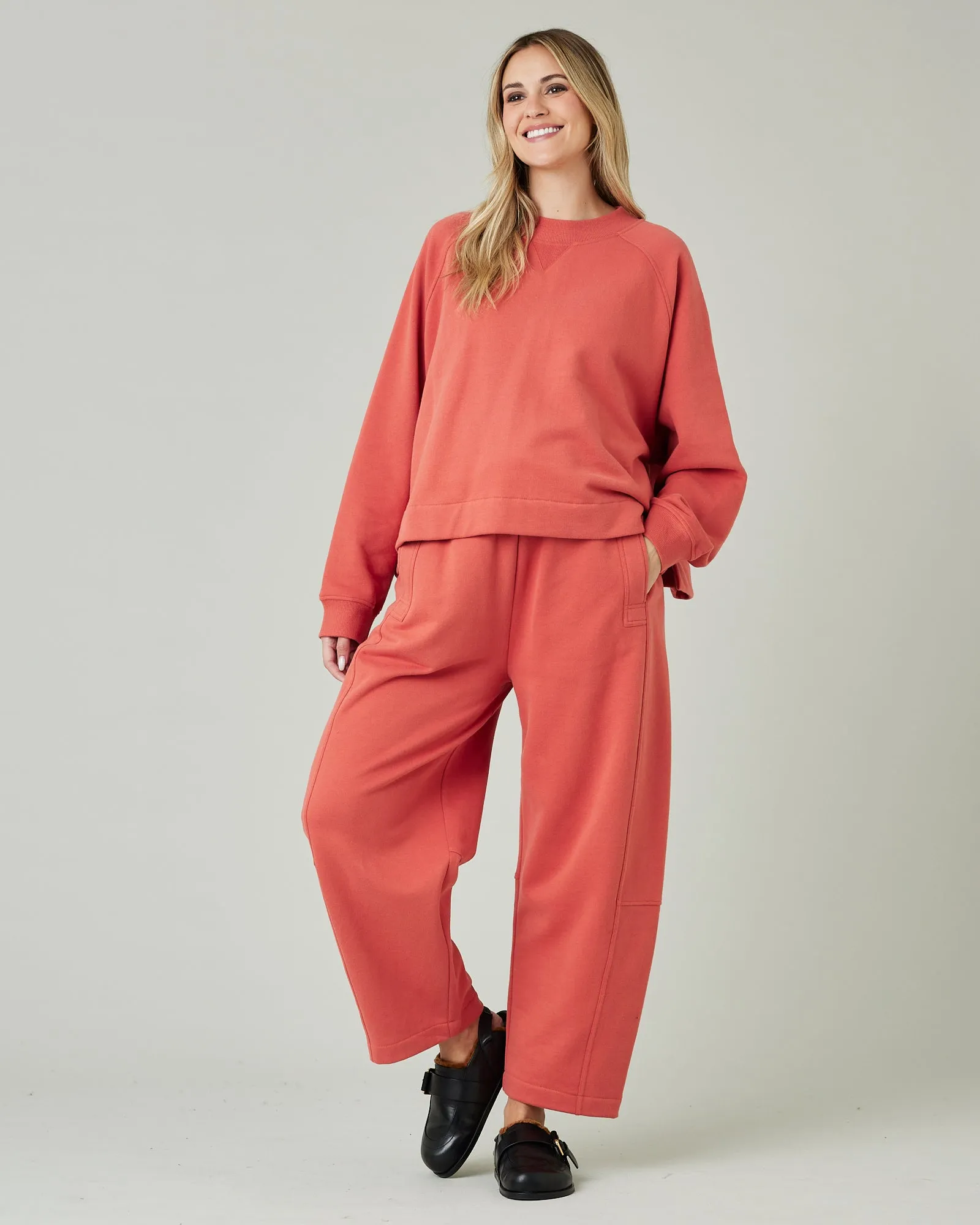 Madi Warm Terracotta Organic Cotton Jersey Trousers