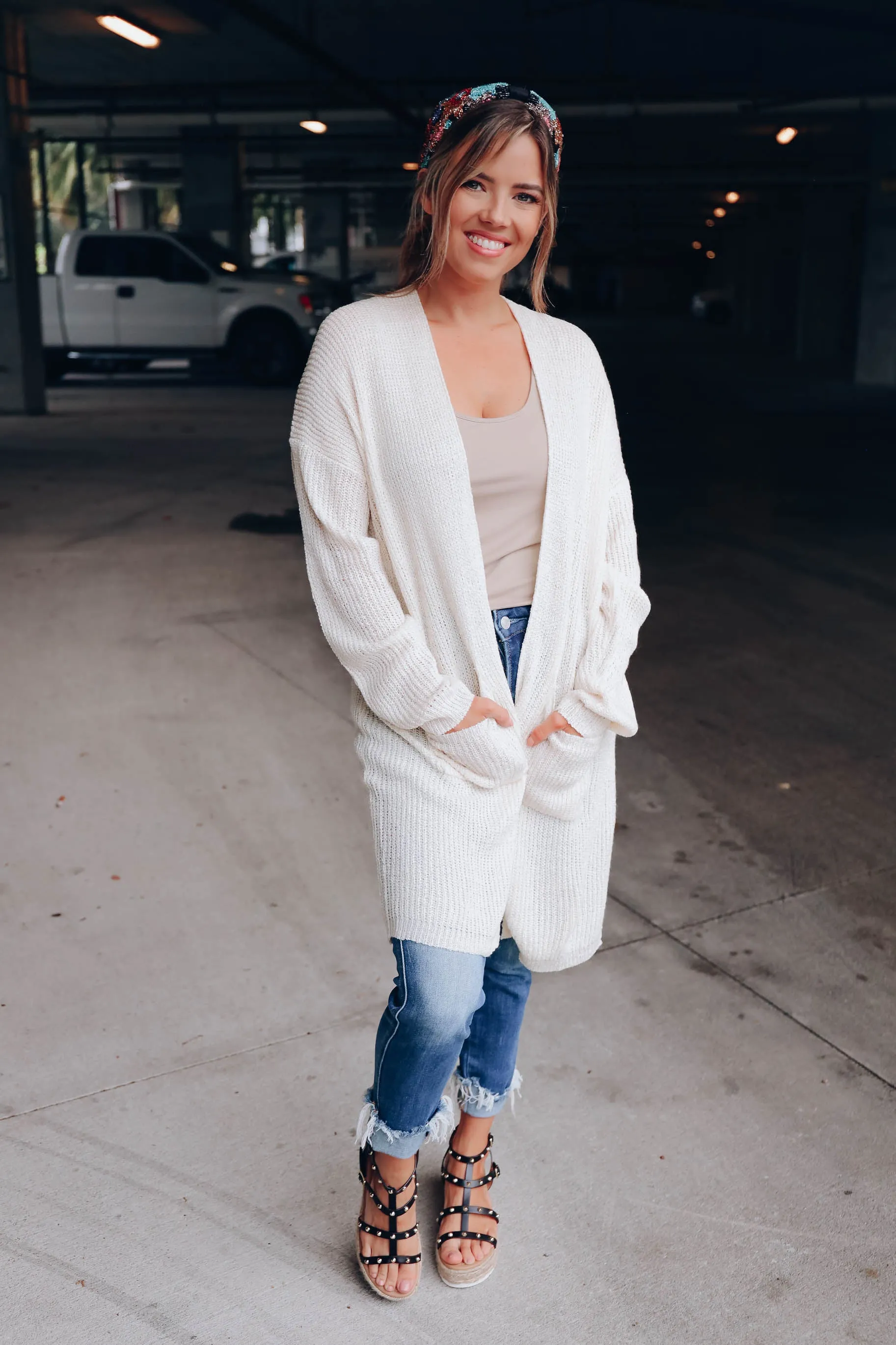 Maria Knit Open Front Cardigan - Ivory