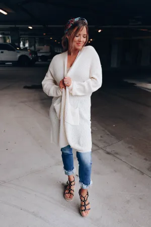 Maria Knit Open Front Cardigan - Ivory