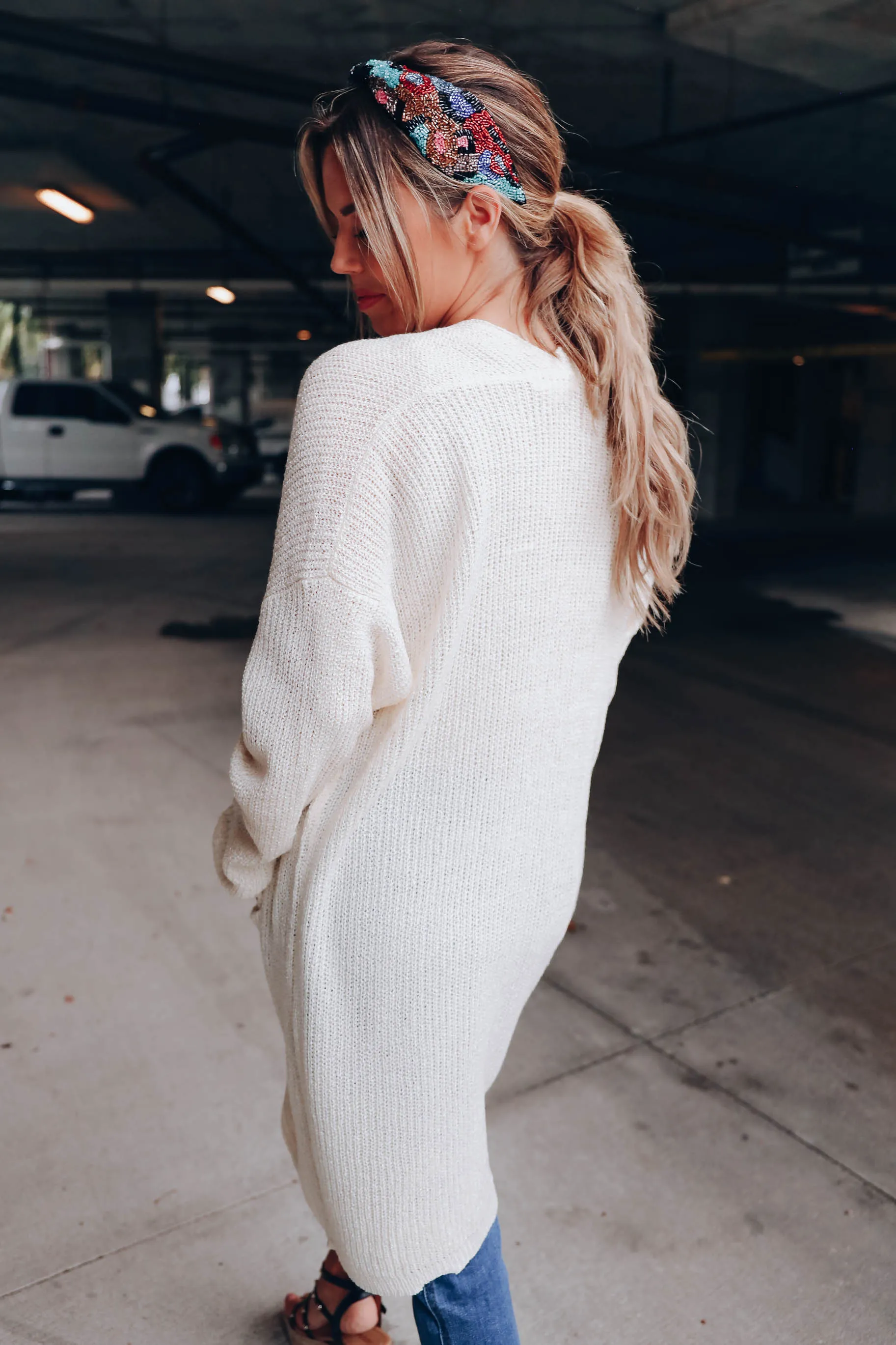 Maria Knit Open Front Cardigan - Ivory