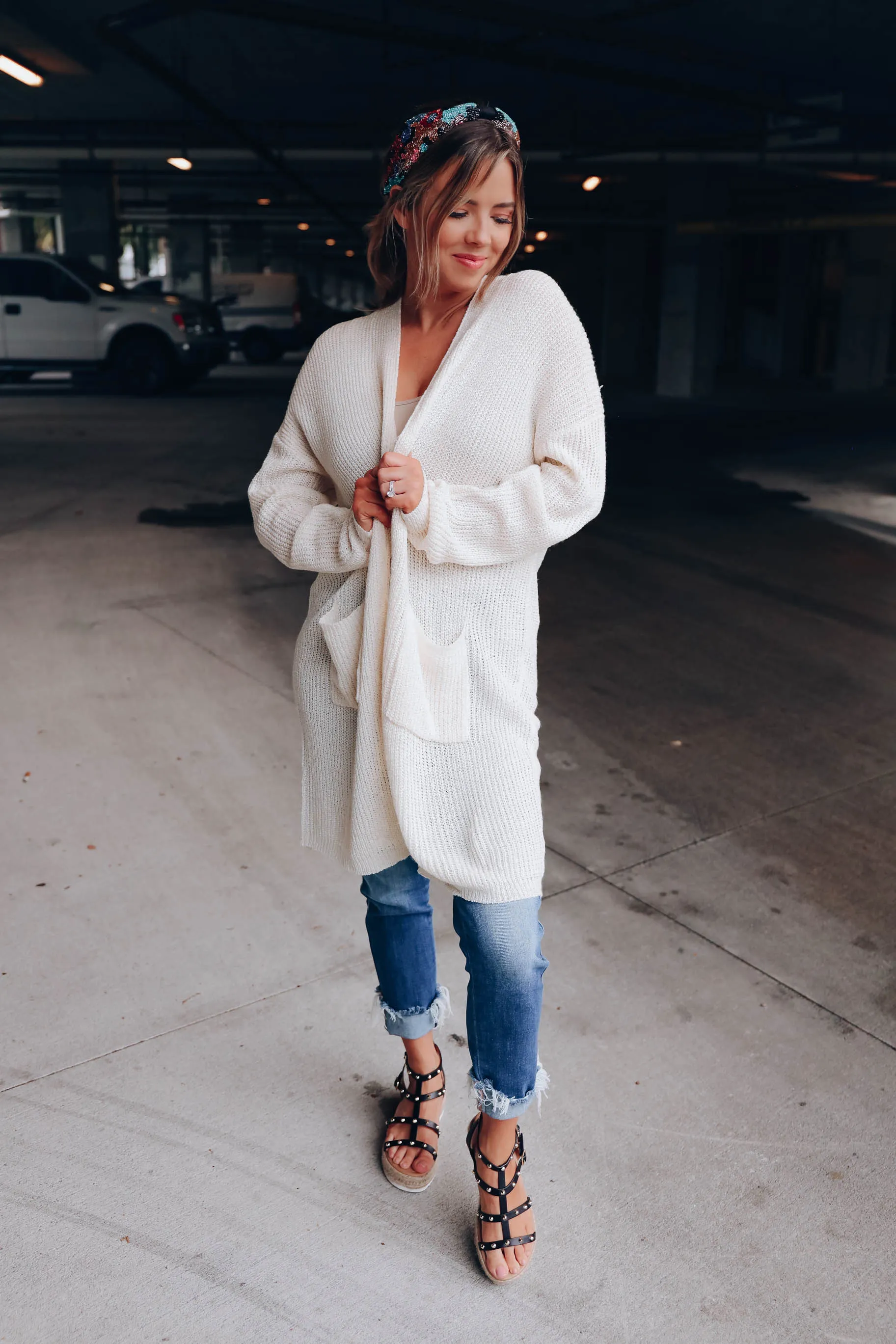 Maria Knit Open Front Cardigan - Ivory