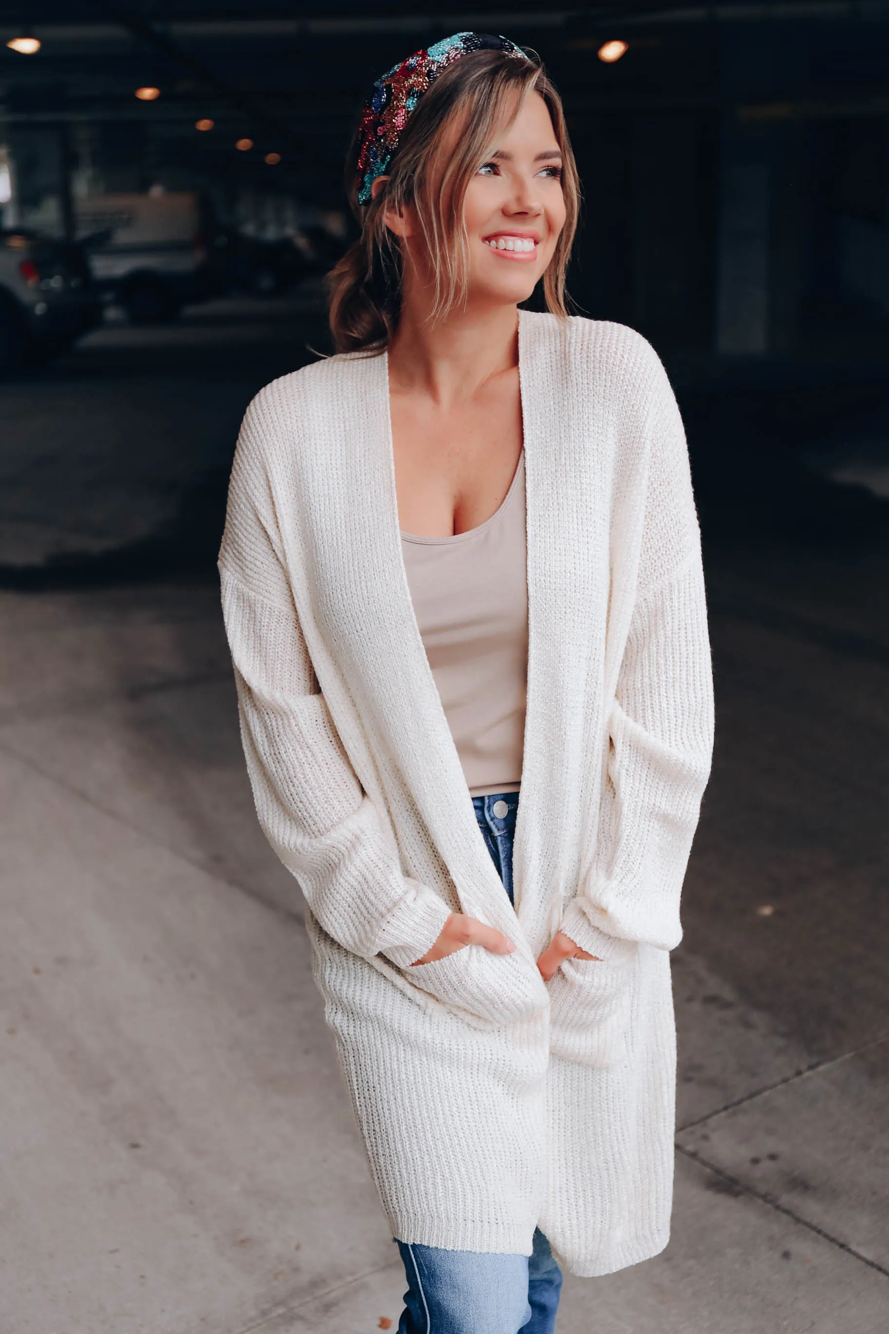 Maria Knit Open Front Cardigan - Ivory