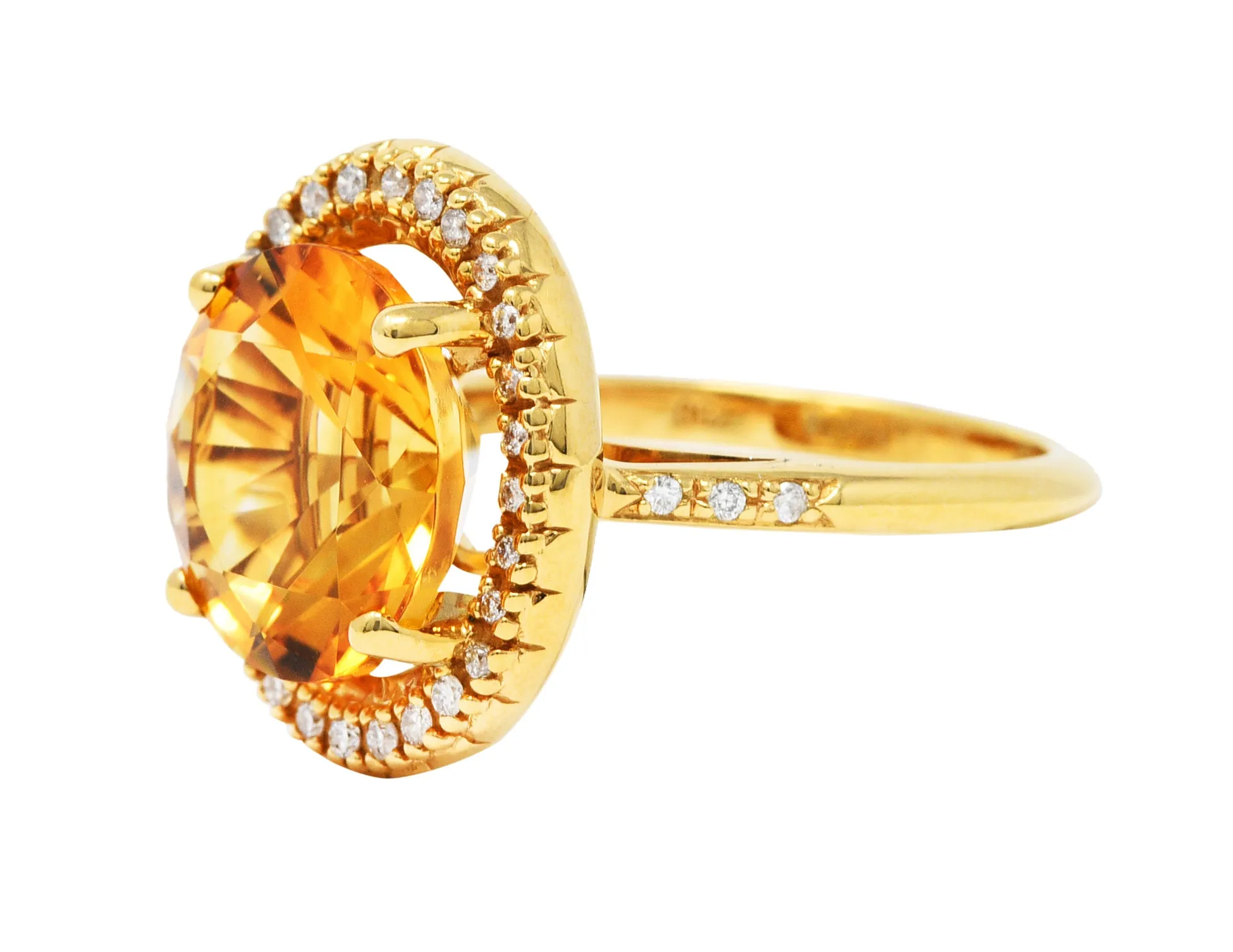 Mauboussin Citrine Diamond 18 Karat Gold Halo Ring