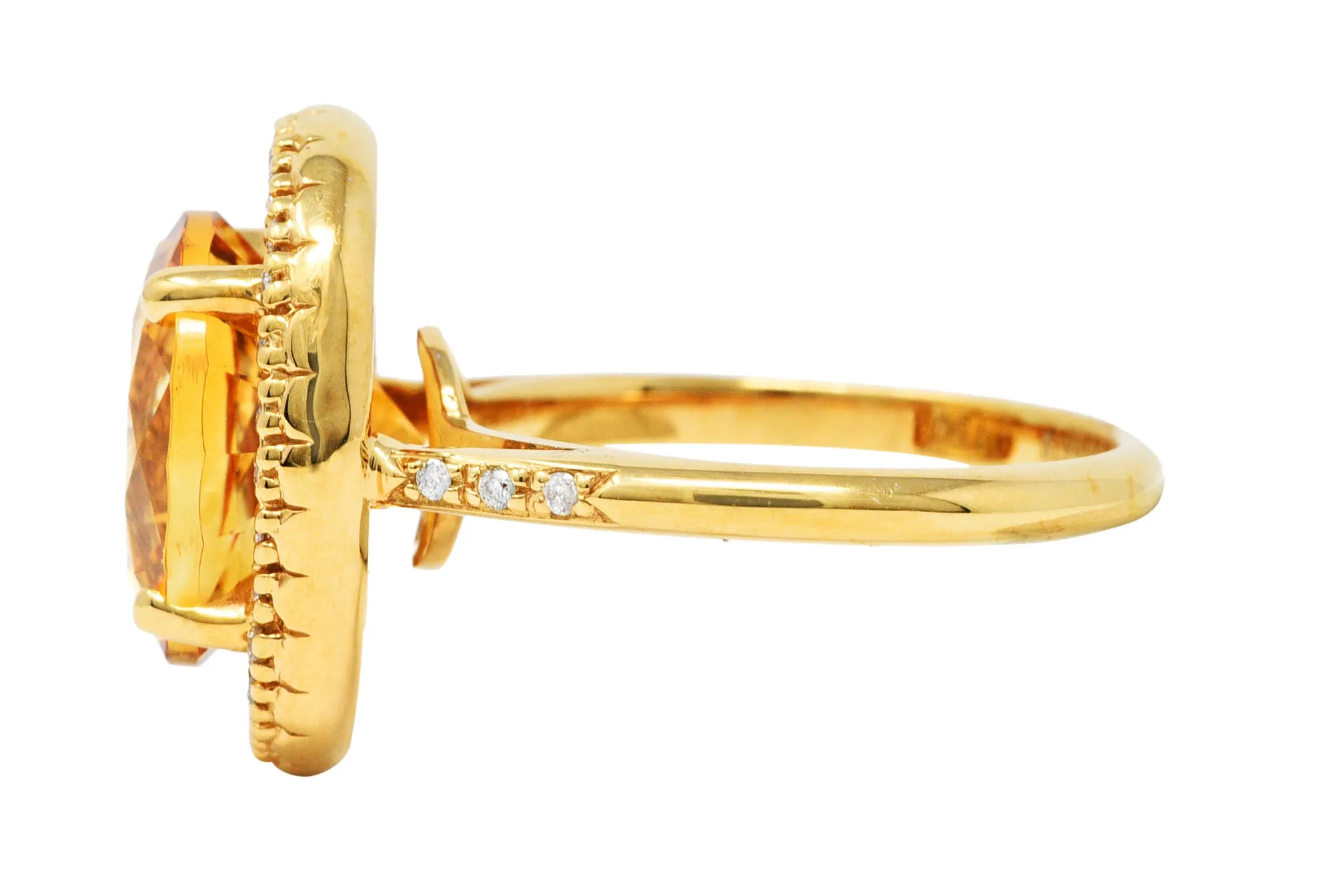 Mauboussin Citrine Diamond 18 Karat Gold Halo Ring