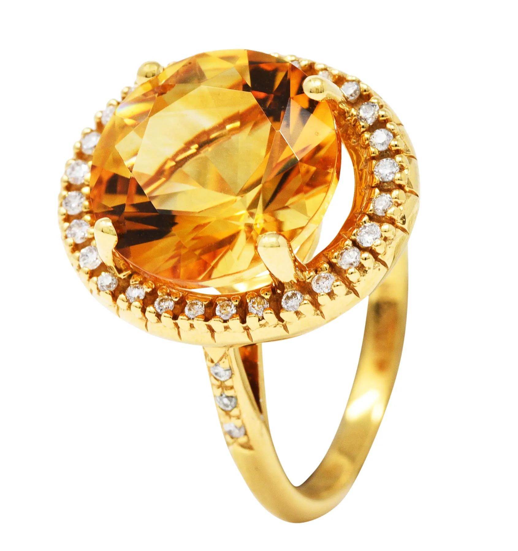 Mauboussin Citrine Diamond 18 Karat Gold Halo Ring
