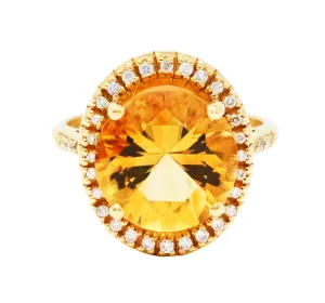 Mauboussin Citrine Diamond 18 Karat Gold Halo Ring