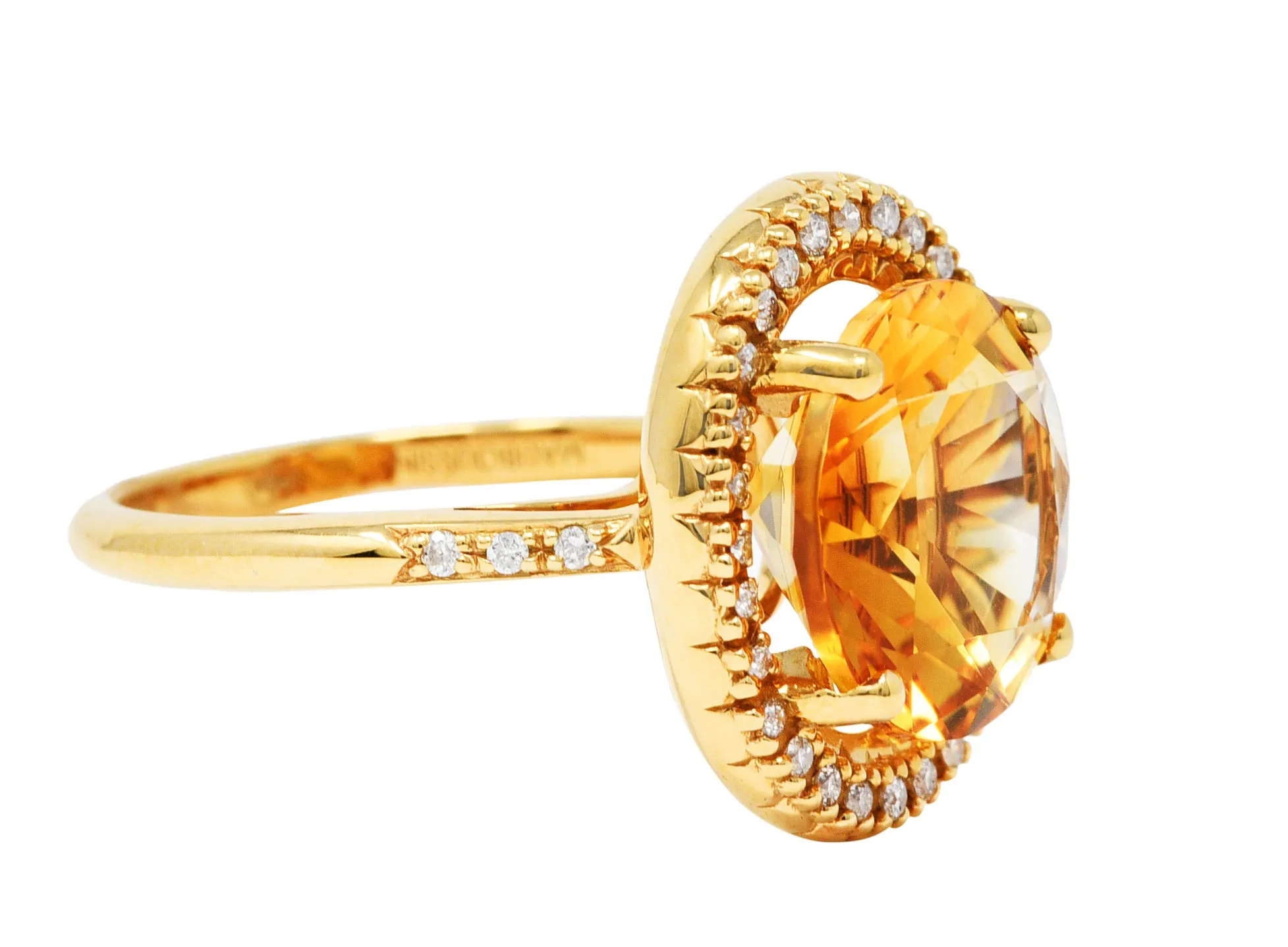 Mauboussin Citrine Diamond 18 Karat Gold Halo Ring