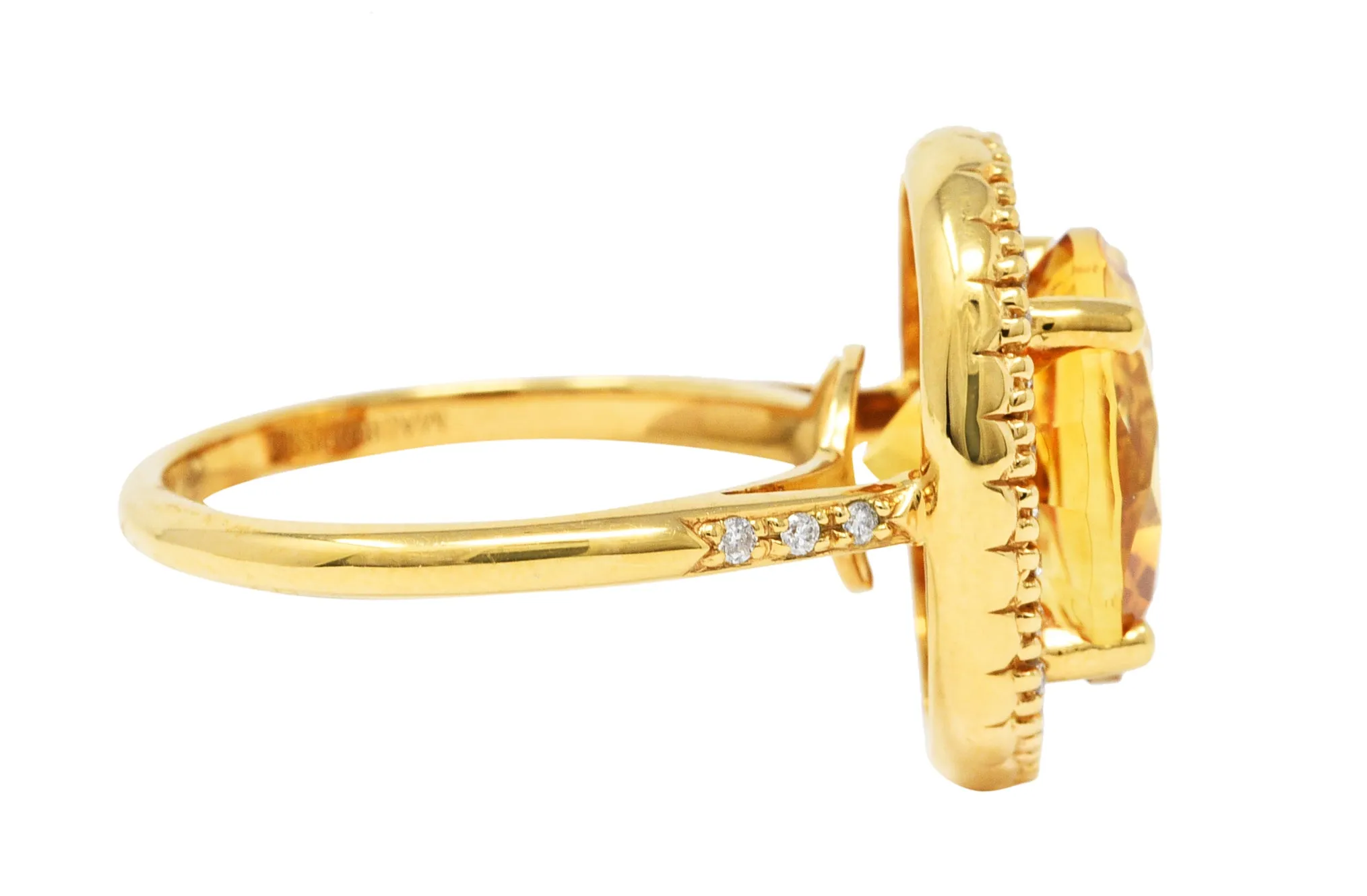 Mauboussin Citrine Diamond 18 Karat Gold Halo Ring