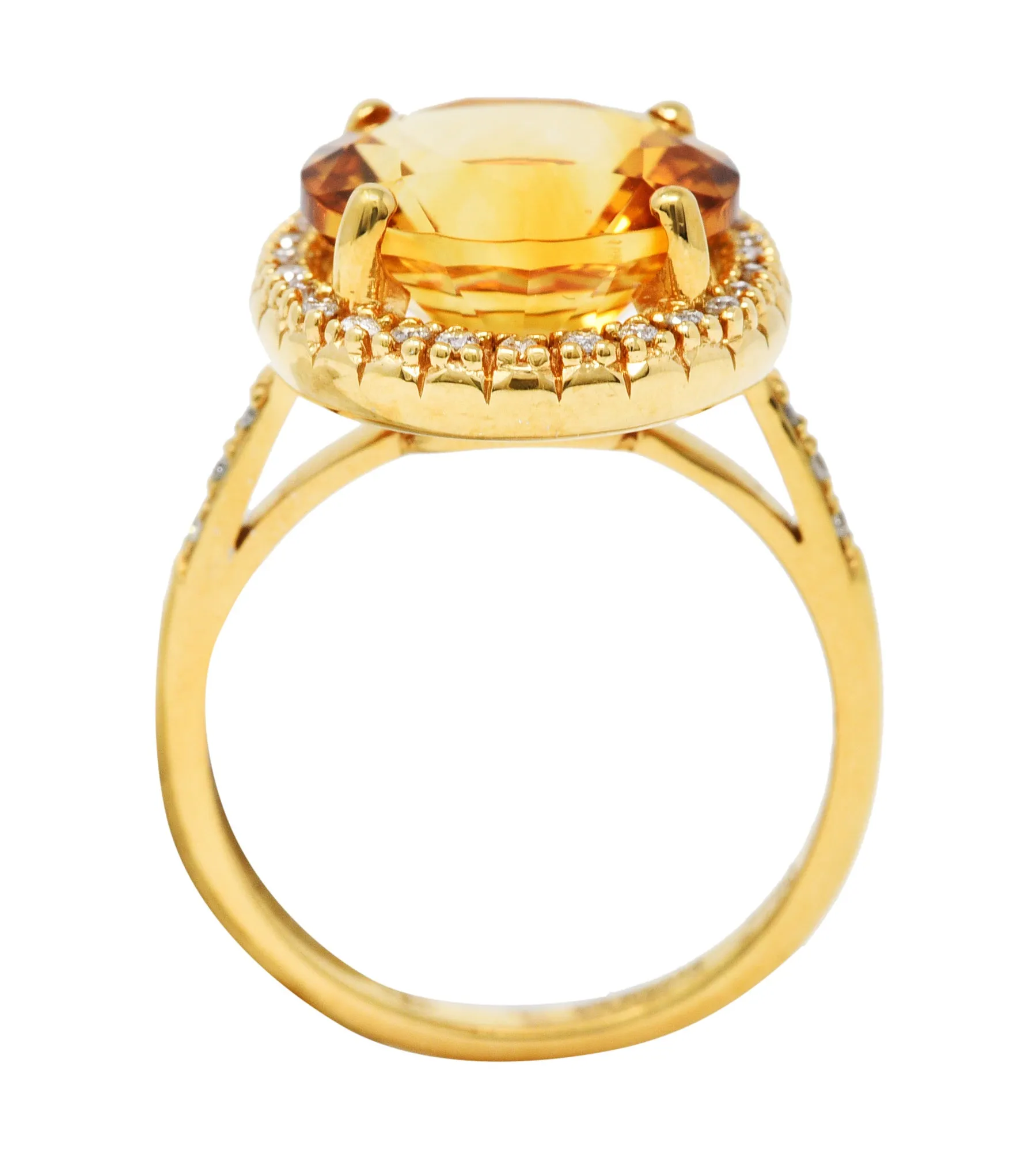 Mauboussin Citrine Diamond 18 Karat Gold Halo Ring