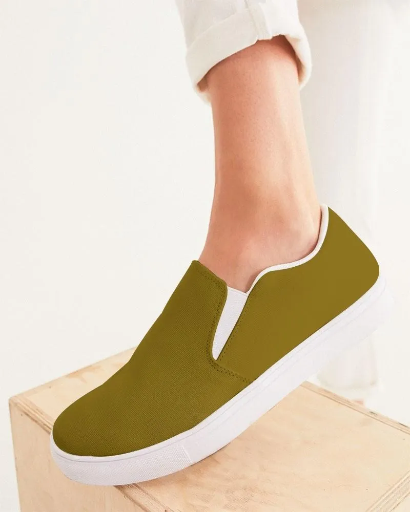 Medium Dark Orange Yellow Slip-On Canvas Sneakers | Women's | Medium Dark Pure Orange Yellow | C0M25Y100K60