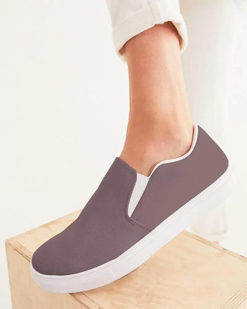 Medium Dark Pink Brown Slip-On Canvas Sneakers | Women's | Medium Dark Pale Pastel Pink Brown | C0M30Y15K60