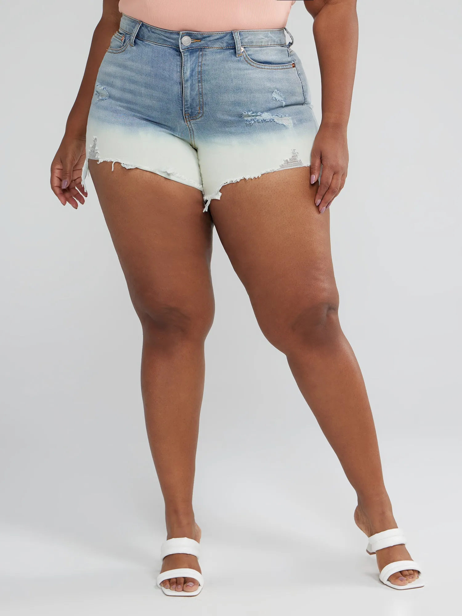 Mid Rise Dip Dye Cutoff Shorts