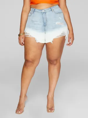 Mid Rise Dip Dye Cutoff Shorts
