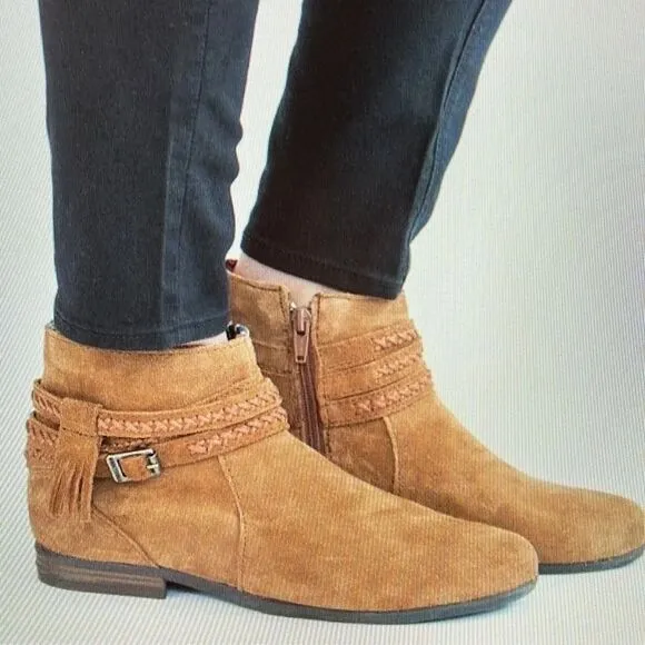 Minnetonka Women's 563 Dixon boot suede leather Arizona pattern trim Sz 7.5 Brwn