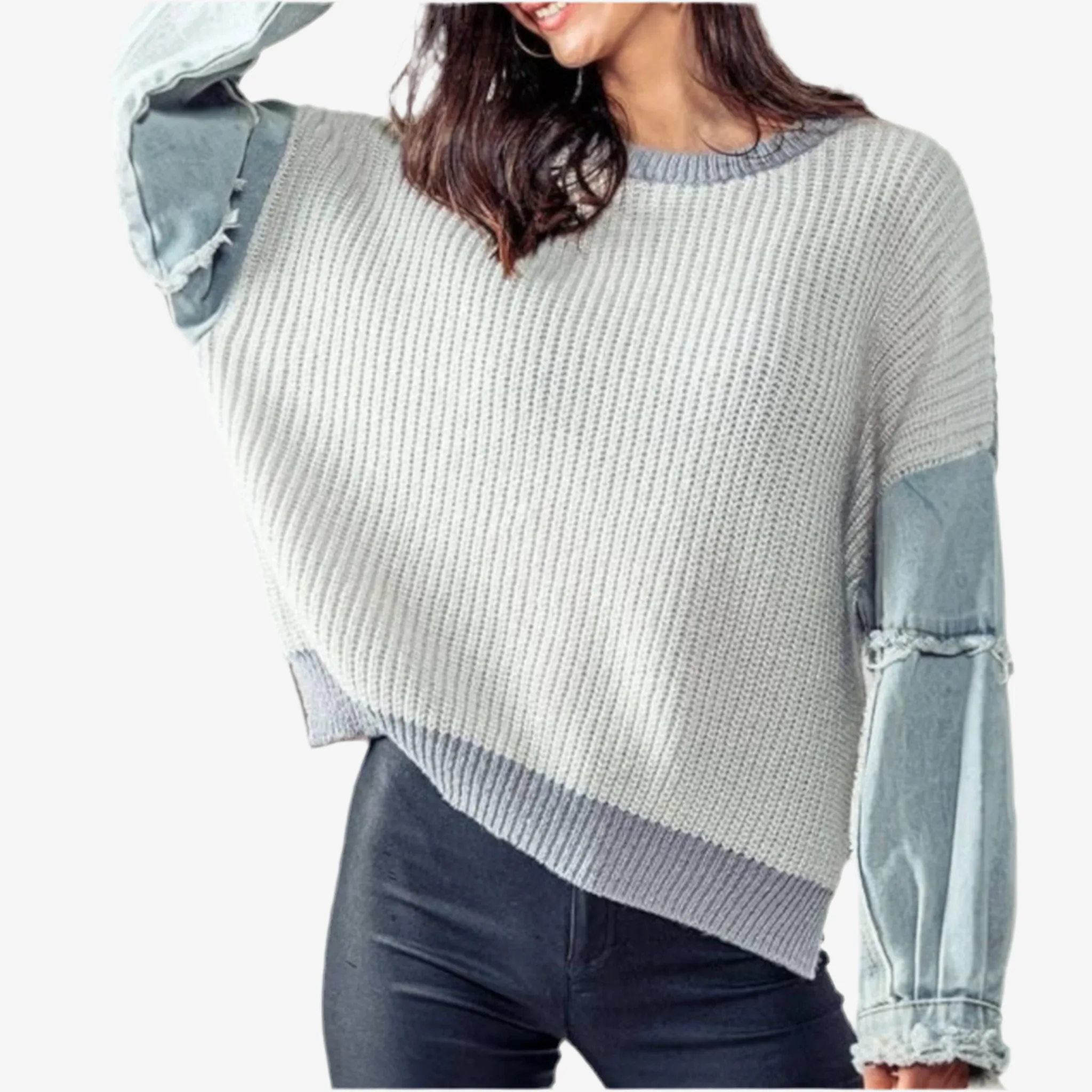 Mixed Media Grey Sweater