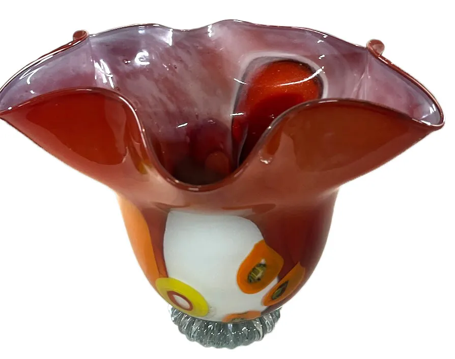Multicolored Glass Fluted Bowl #103
