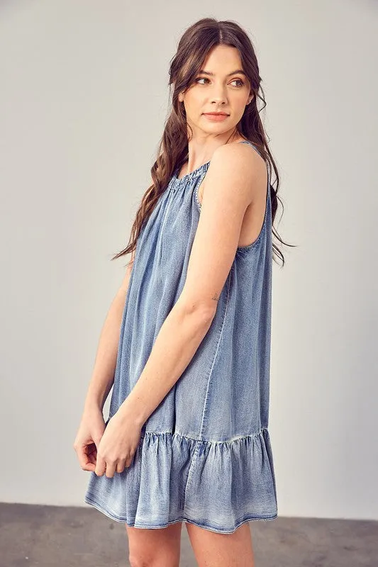 Mustard Seed Junior Shirred Halter Neck Dress