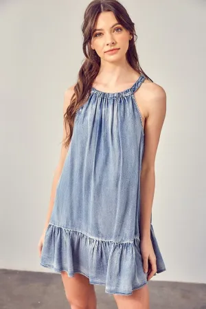 Mustard Seed Junior Shirred Halter Neck Dress