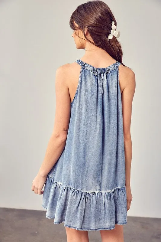 Mustard Seed Junior Shirred Halter Neck Dress