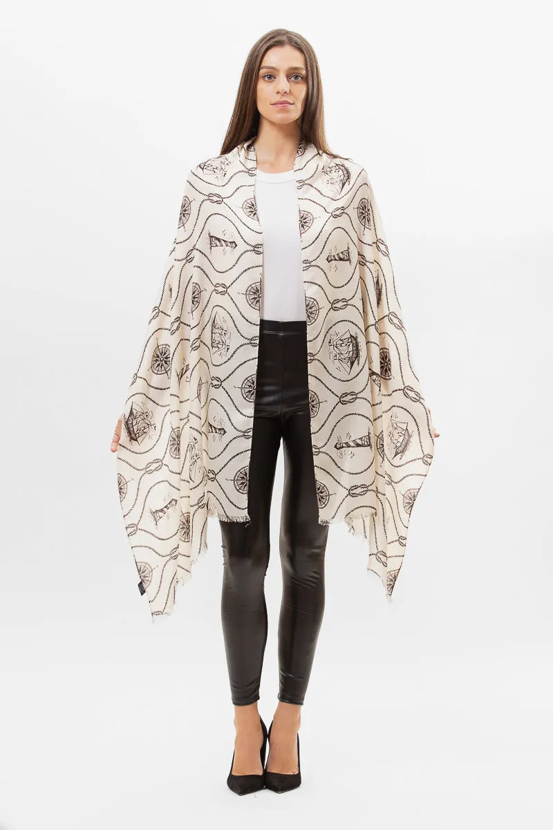 NAUTICAL MODAL/WOOL TWILL SCARF