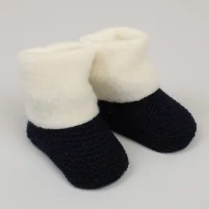 Navy Baby Booties with Fleece Newborn to 6 months