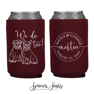Neoprene Wedding Can Cooler #190N - Custom Pet Illustration