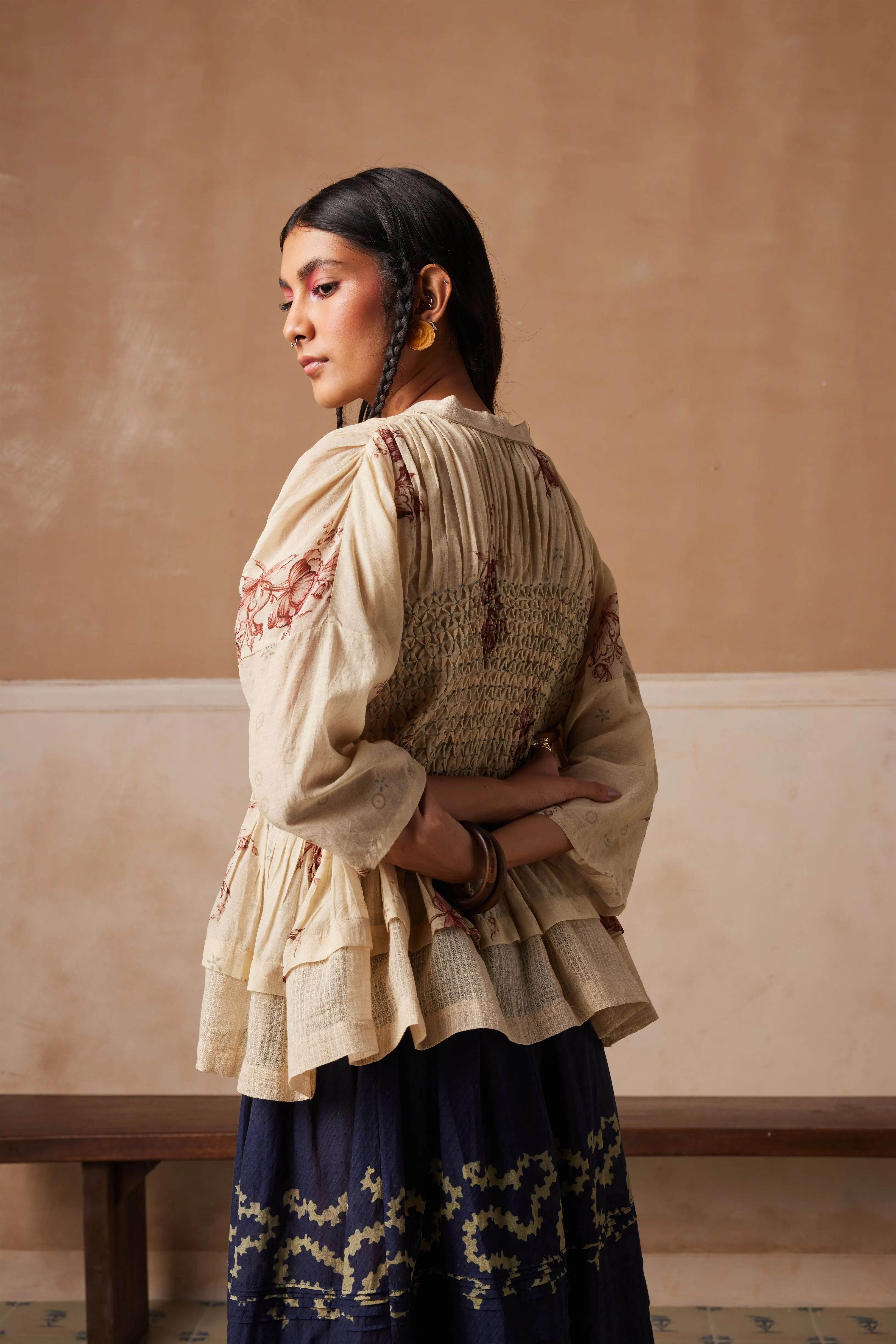New Season Summer Fall 24-Skirt Pintuck Cotton Indigo Spiral-SS24-PINSK-INDS-Fashion Edit Cord Studio