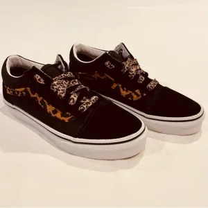 New Vans Leopard Fur Sneakers Girls 3 Old Skool Shoes Black Brown Suede Canvas