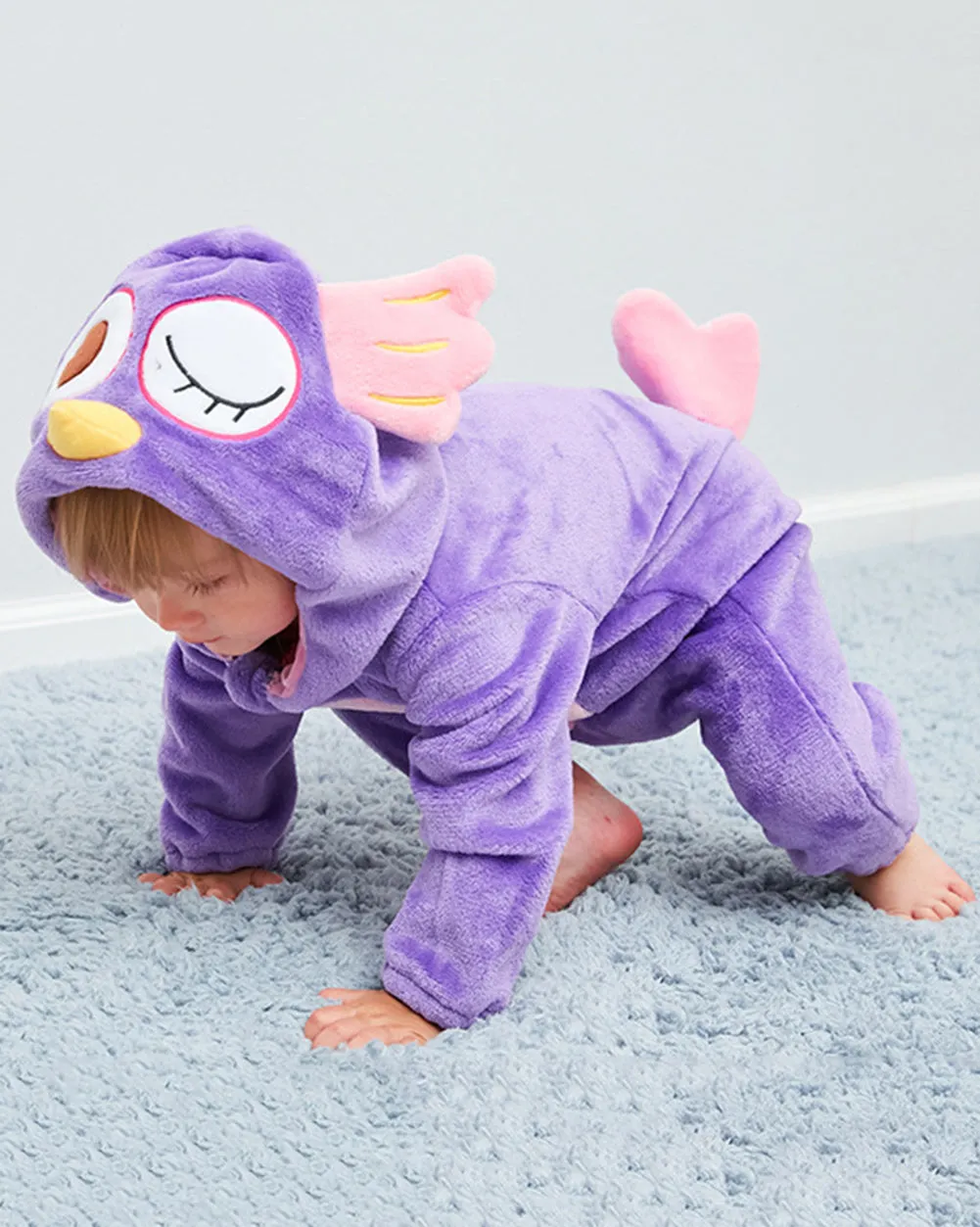 Newborn Baby Cartoon Owl Snowsuit Warm Hooded Romper Jumpsuit