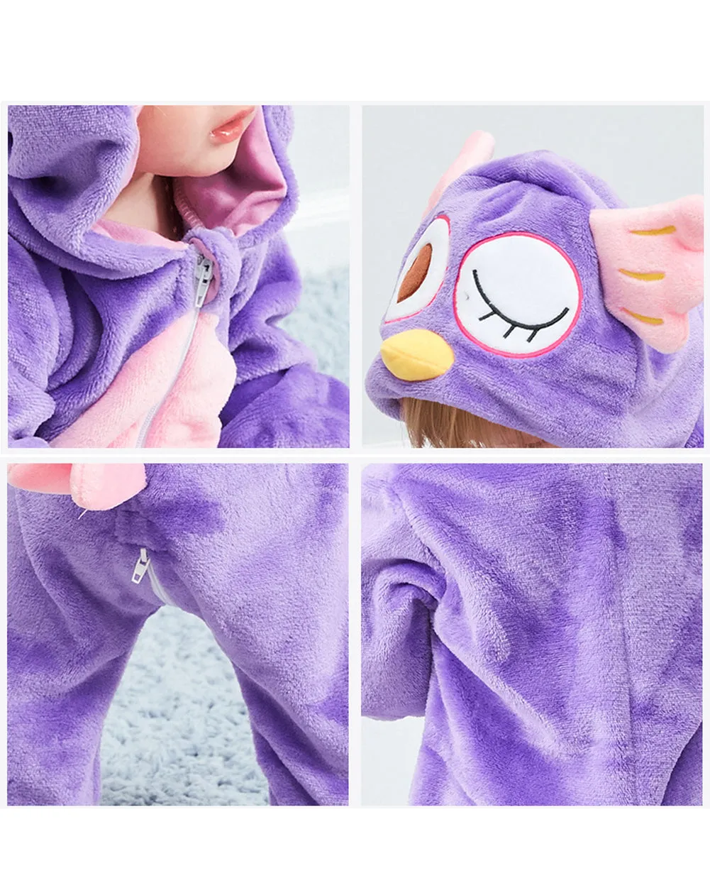 Newborn Baby Cartoon Owl Snowsuit Warm Hooded Romper Jumpsuit