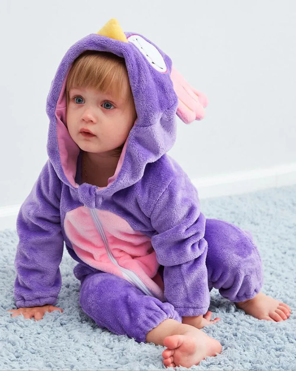 Newborn Baby Cartoon Owl Snowsuit Warm Hooded Romper Jumpsuit