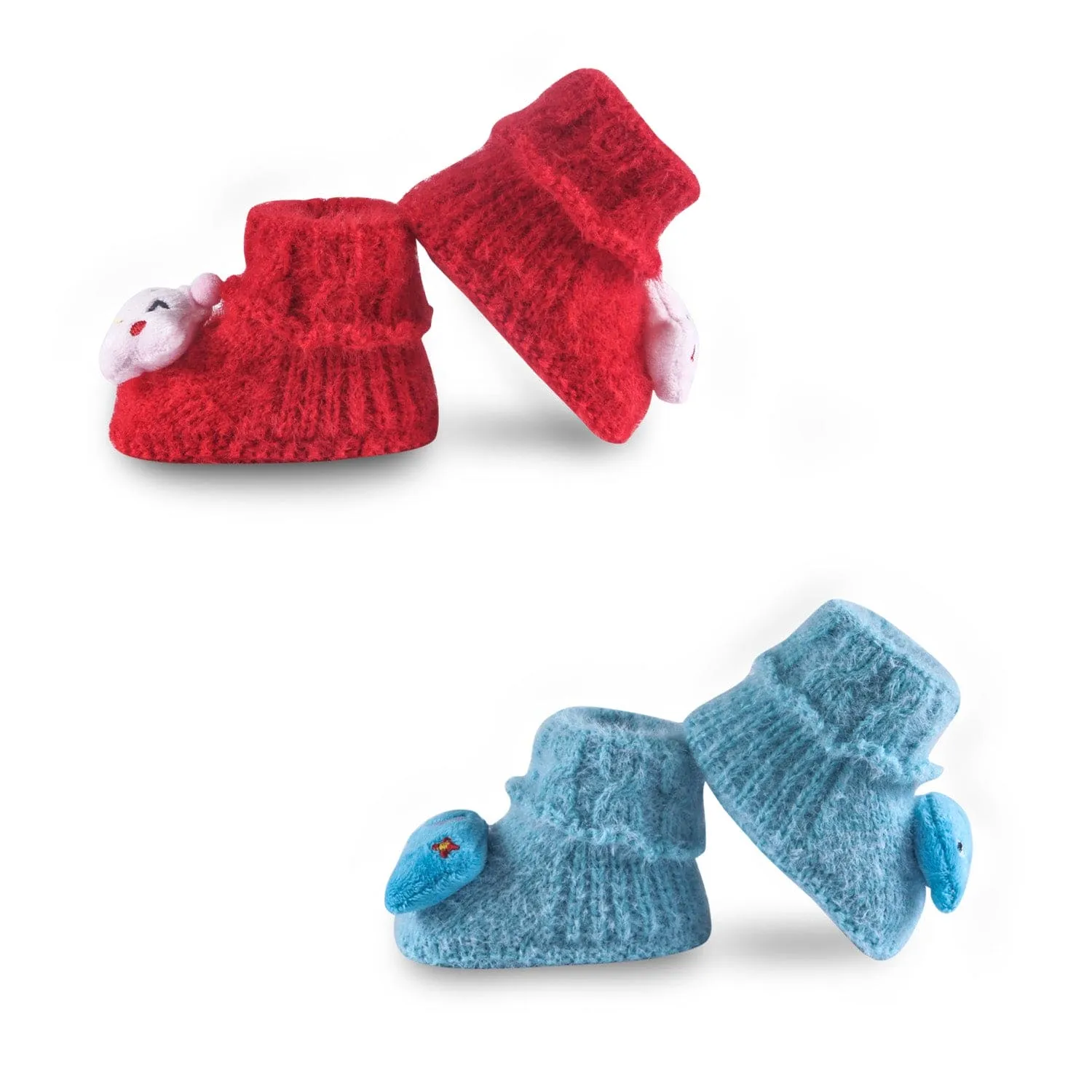 Newborn Crochet Woollen Booties Star Elephant - Blue, Red