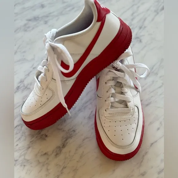 Nike Air Force 1 Low White RedSole Sneakers Youth 4.5 Womens 6