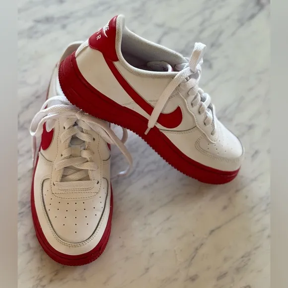 Nike Air Force 1 Low White RedSole Sneakers Youth 4.5 Womens 6