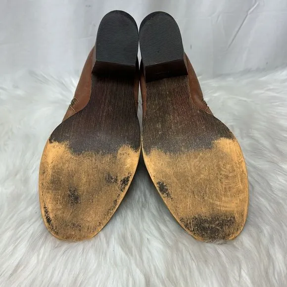 Nordstrom BP Lance Lea Cognac Leather Block Heel Booties Sz 10