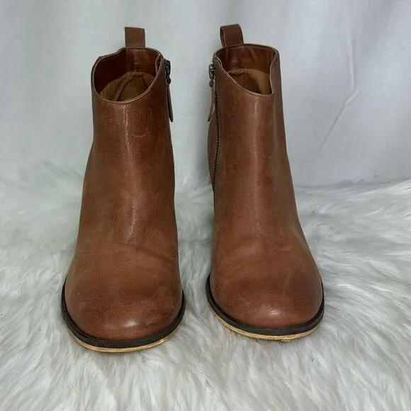 Nordstrom BP Lance Lea Cognac Leather Block Heel Booties Sz 10