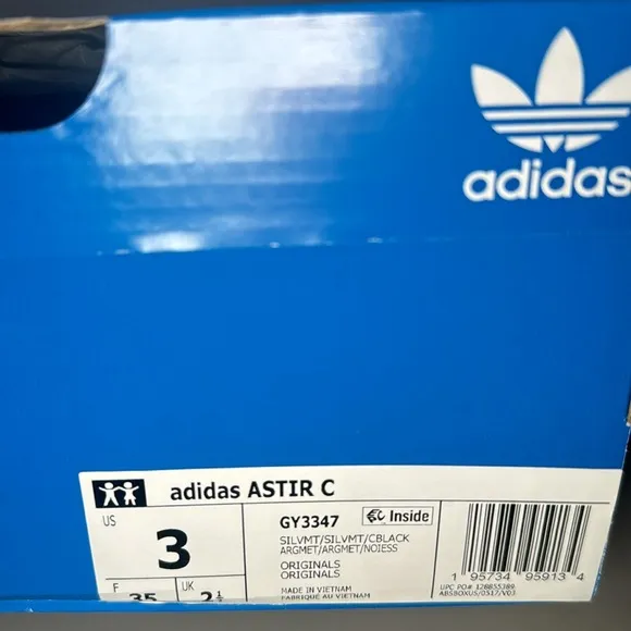 NWT! Adidas Astir Sneakers Girls 3 Purple, Silver, Aqua, Black