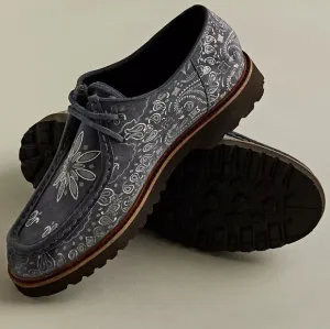 NWT Urban Outfitters Blue Bandana Paisley Printed Leather Geoff Wallabees 8