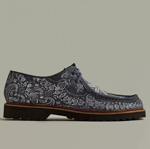 NWT Urban Outfitters Blue Bandana Paisley Printed Leather Geoff Wallabees 8