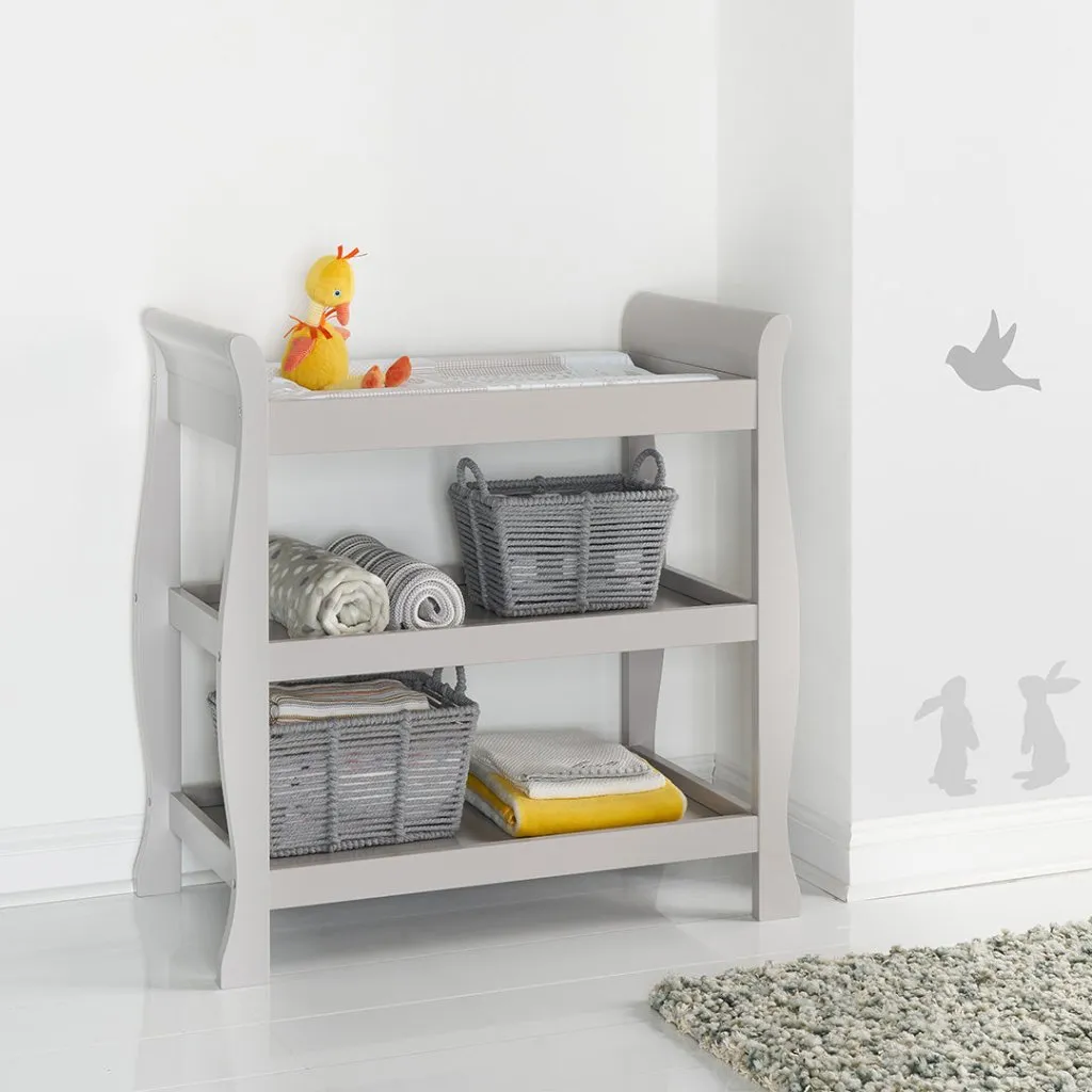 OBABY Stamford Sleigh Open Changing Unit - Warm Grey