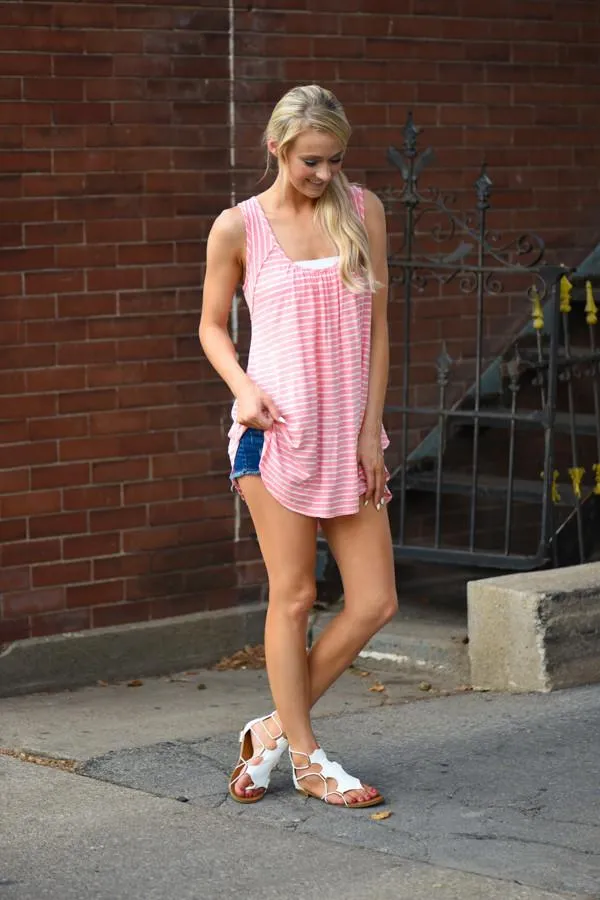 On the Run Tank Top - Pink Stripes