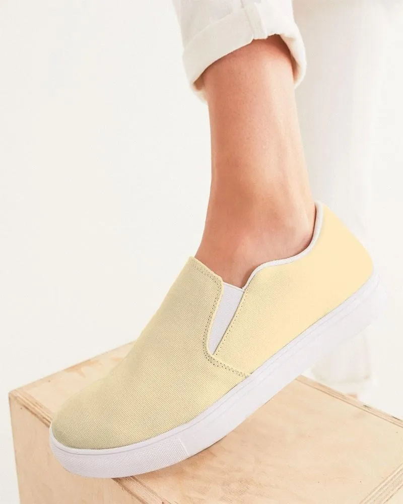 Pale Pastel Orange Yellow Slip-On Canvas Sneakers | Women's | Bright Pale Pastel Orange Yellow | C0M8Y30K0