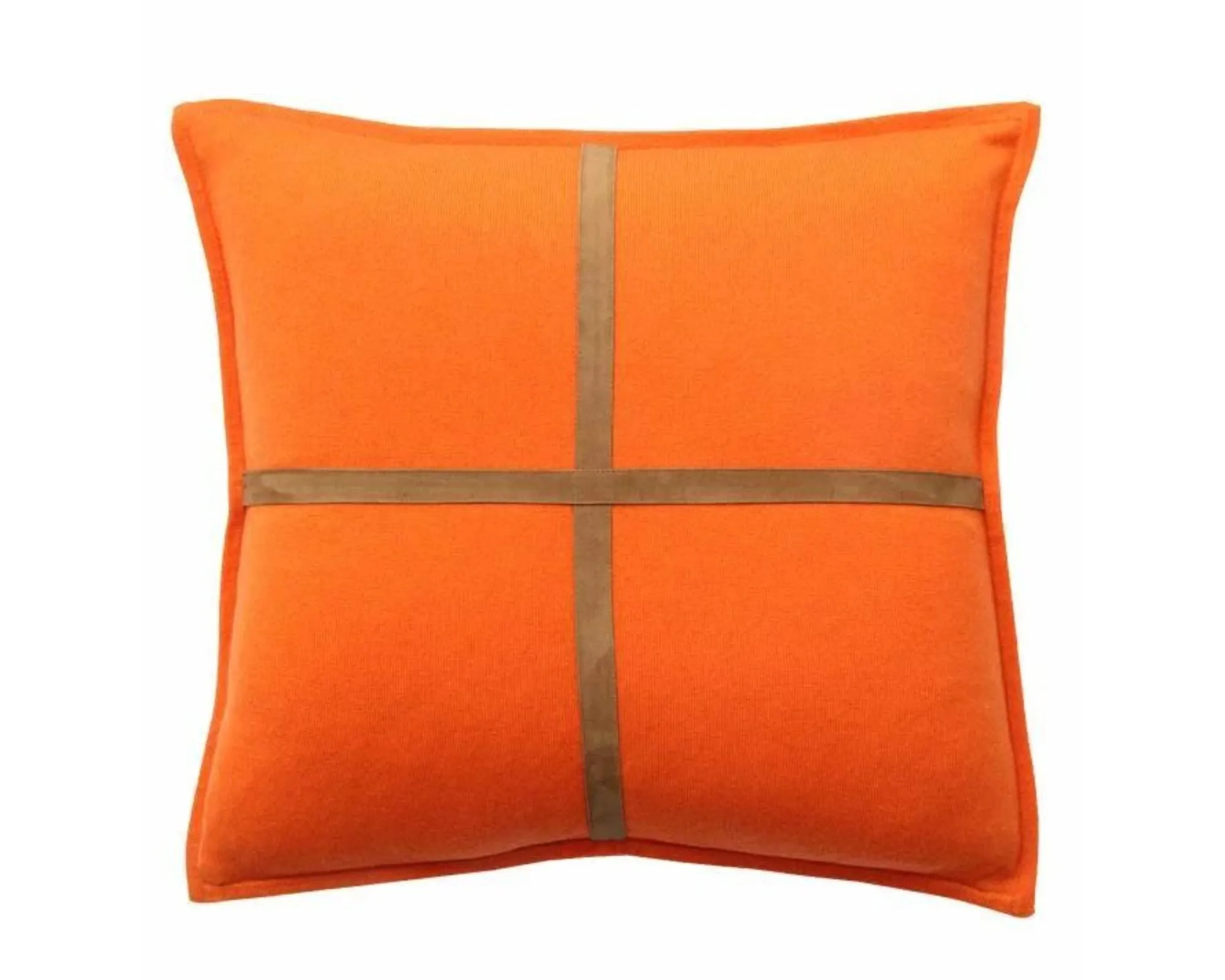 Palermo Cashmere Pillow with Cross Suede - Orange