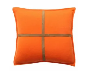 Palermo Cashmere Pillow with Cross Suede - Orange