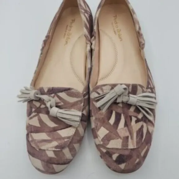PEDRO ANTON - 23303 Safari Rosa Suede Tropical Tassel Loafer Shoe Flat SZ 8.5 9